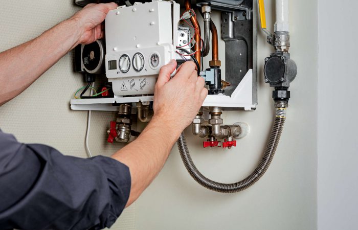 Repair of a gas boiler.